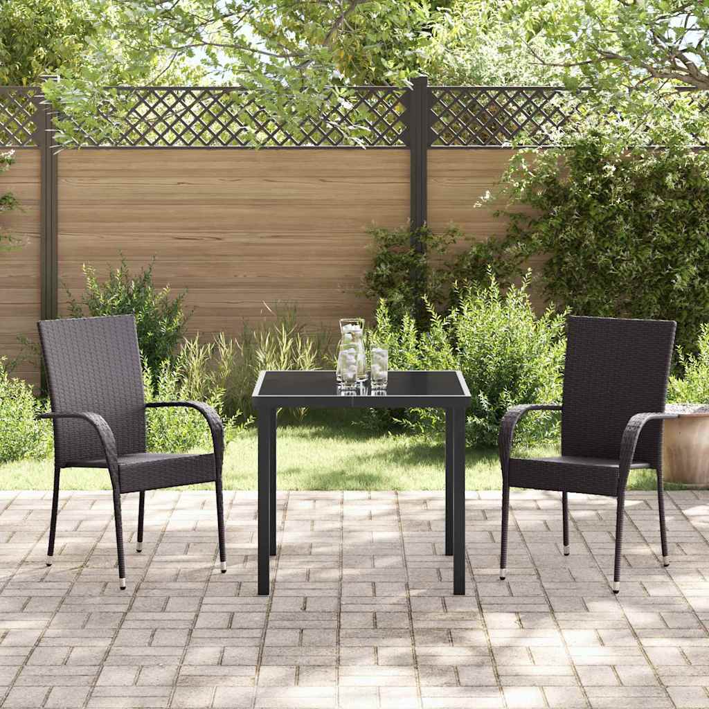 Tuin eettafelset 3 pcs Bruin Gepoedercoat staal – afbeelding 4