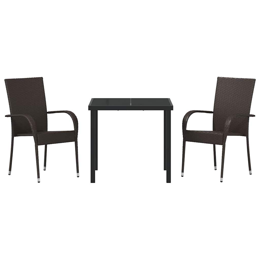 Tuin eettafelset 3 pcs Bruin Gepoedercoat staal – afbeelding 7