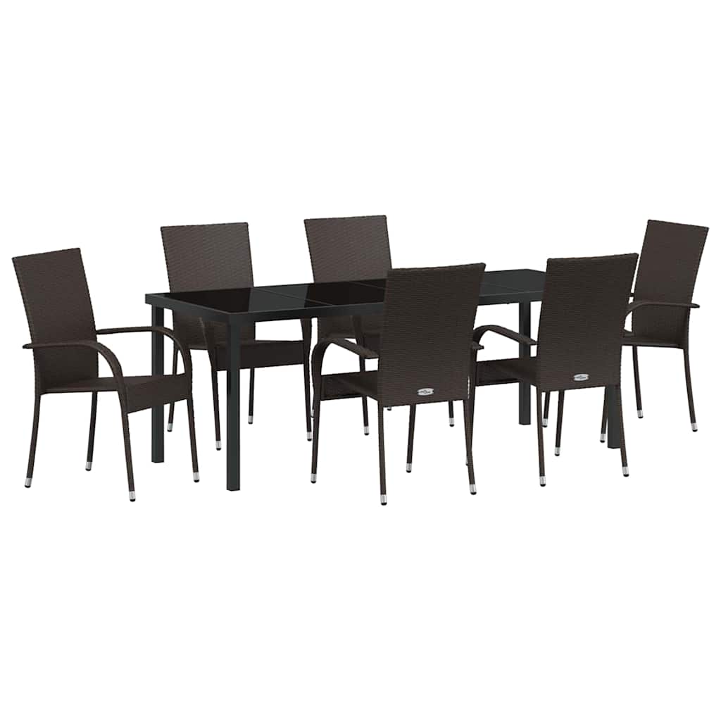 Tuin eettafelset 7 pcs Bruin Gepoedercoat staal – afbeelding 2