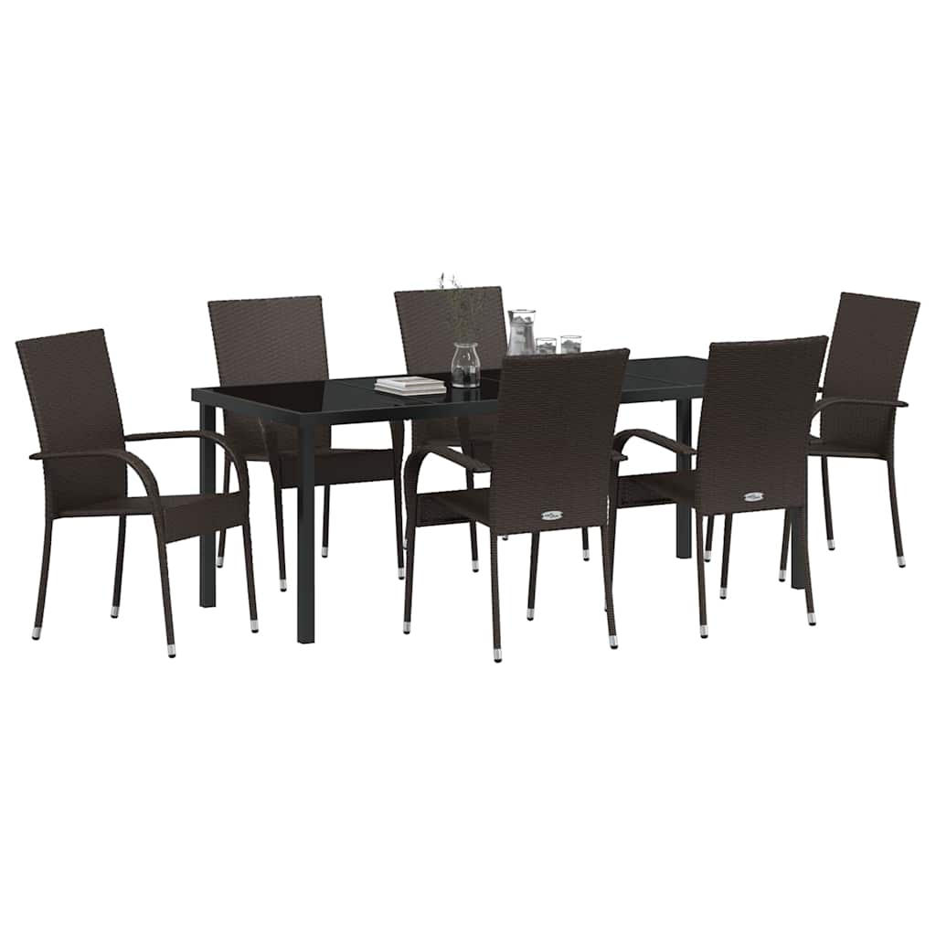 Tuin eettafelset 7 pcs Bruin Gepoedercoat staal – afbeelding 3