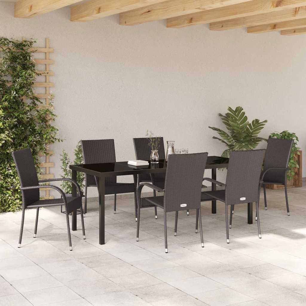 Tuin eettafelset 7 pcs Bruin Gepoedercoat staal – afbeelding 4