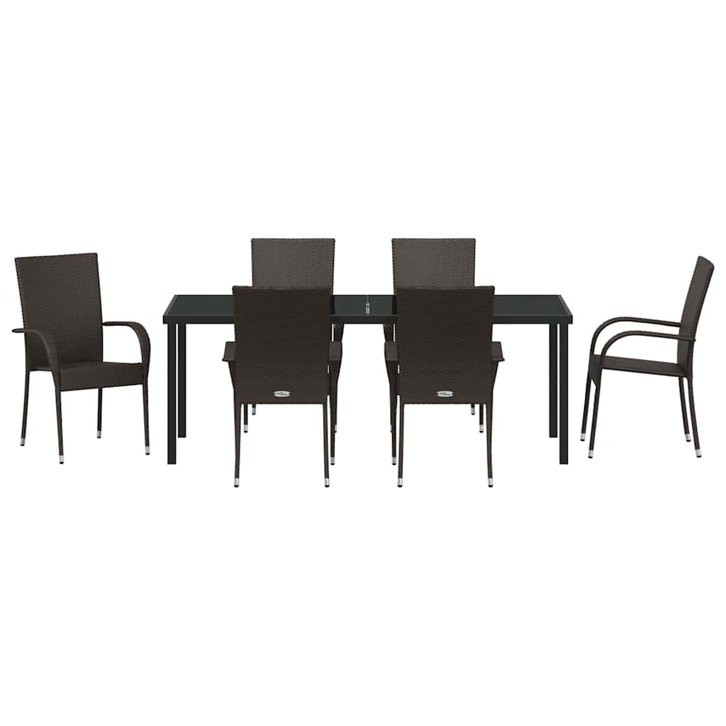 Tuin eettafelset 7 pcs Bruin Gepoedercoat staal – afbeelding 7