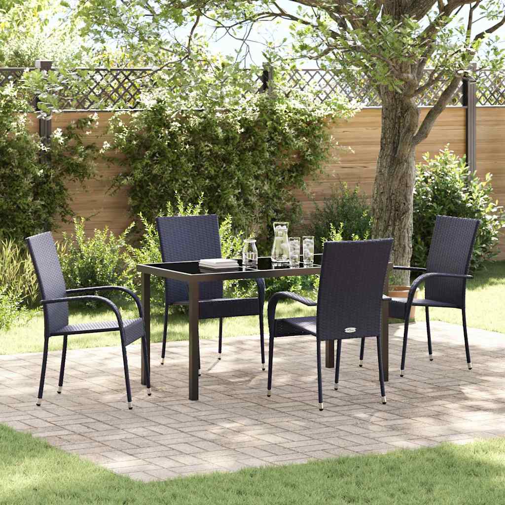 Tuin eettafelset 5 pcs Zwart Gepoedercoat staal – afbeelding 1