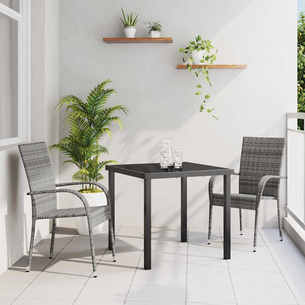 Tuin eettafelset 3 pcs Grijs Gepoedercoat staal – afbeelding 1