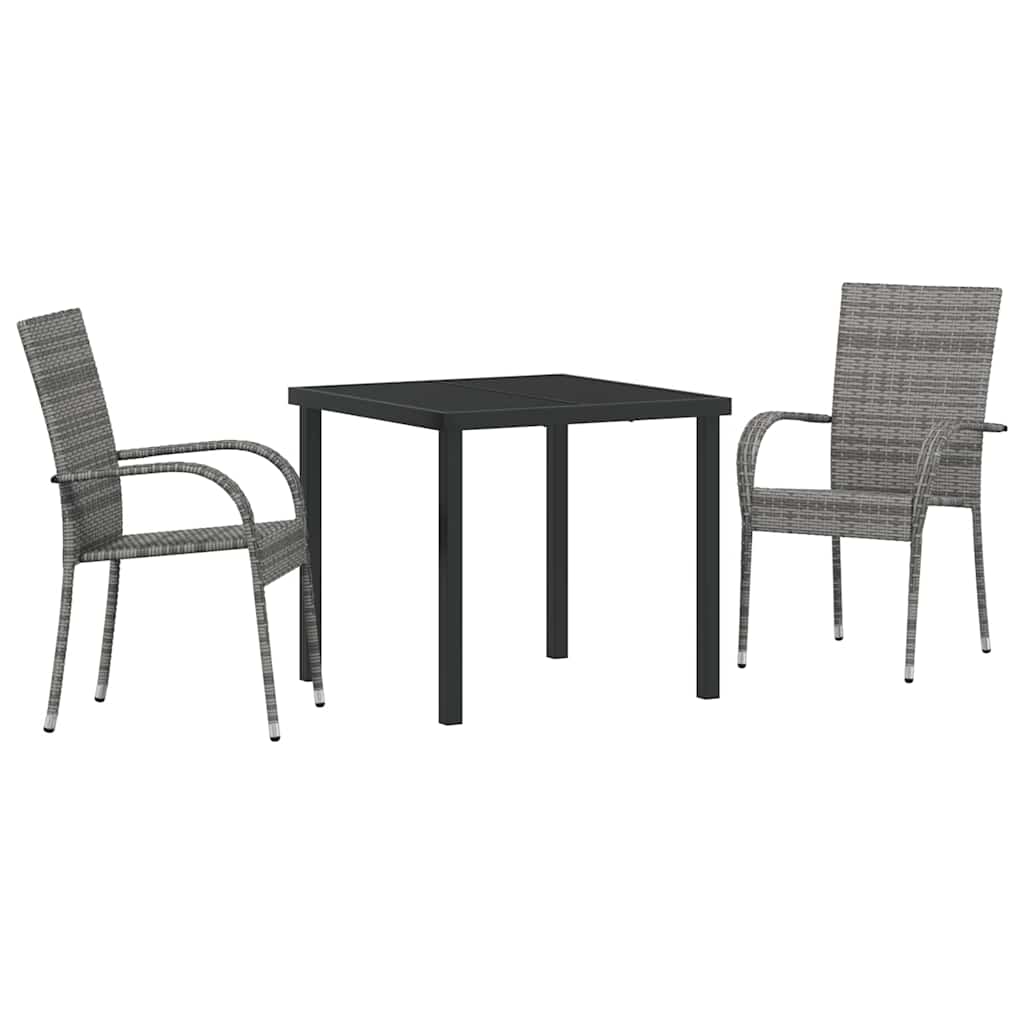 Tuin eettafelset 3 pcs Grijs Gepoedercoat staal – afbeelding 2