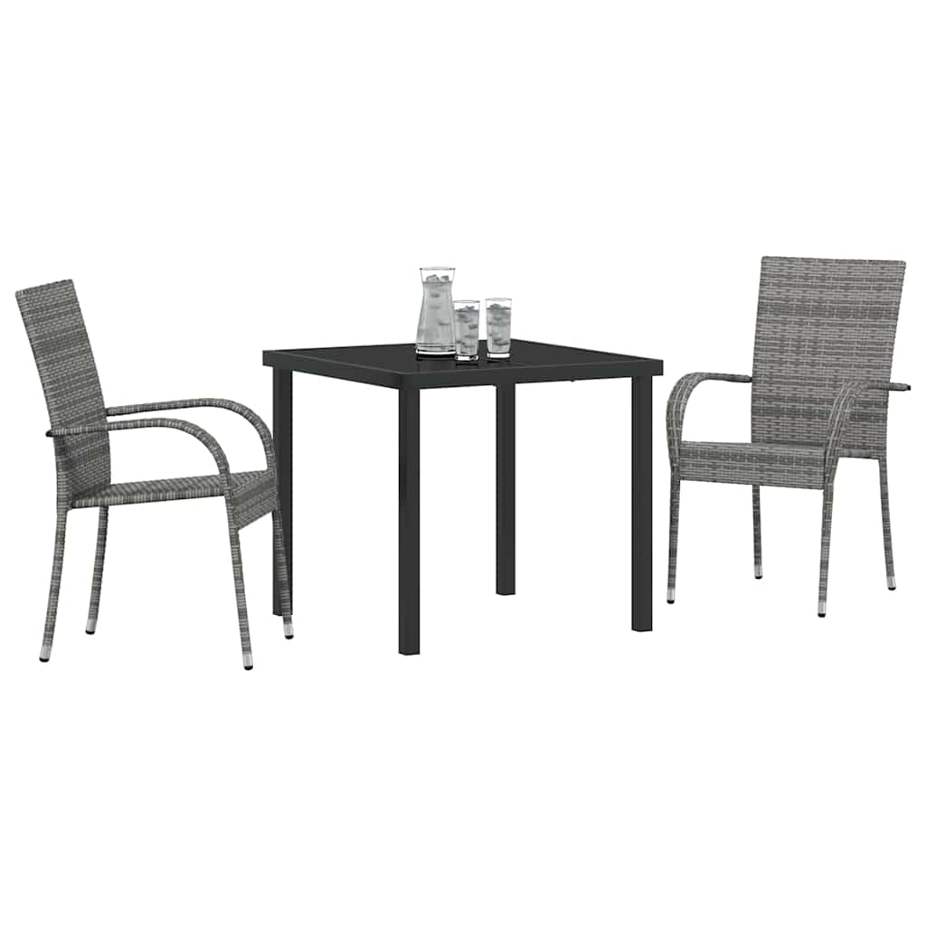 Tuin eettafelset 3 pcs Grijs Gepoedercoat staal – afbeelding 3