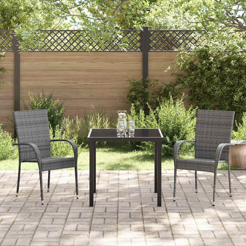 Tuin eettafelset 3 pcs Grijs Gepoedercoat staal – afbeelding 4
