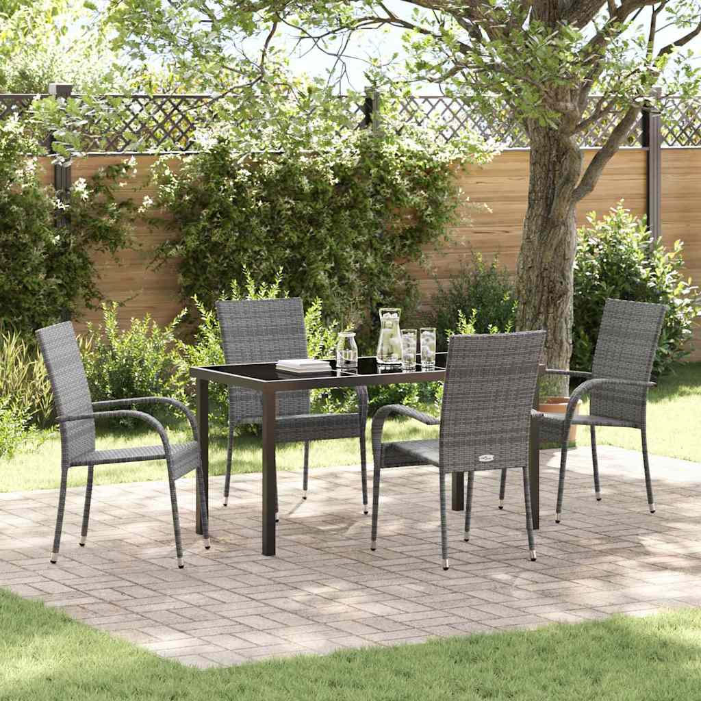 Tuin eettafelset 5 pcs Grijs Gepoedercoat staal – afbeelding 1