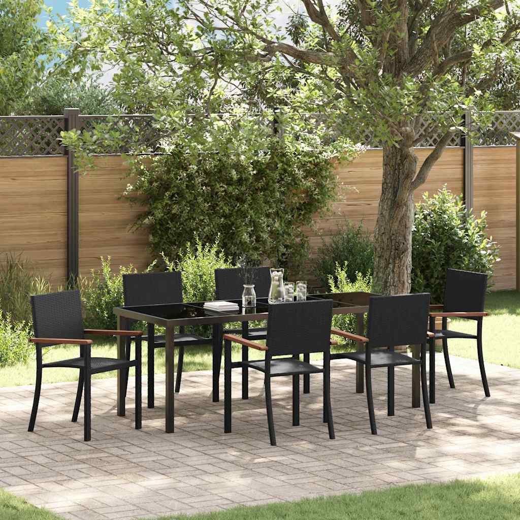 Tuin eettafelset 7 pcs Zwart Gepoedercoat staal – afbeelding 1