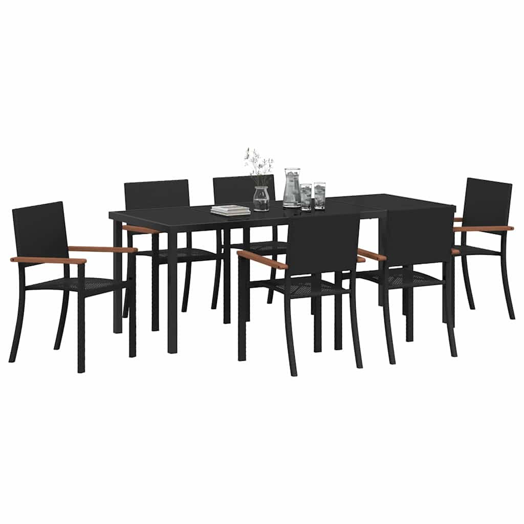 Tuin eettafelset 7 pcs Zwart Gepoedercoat staal – afbeelding 3