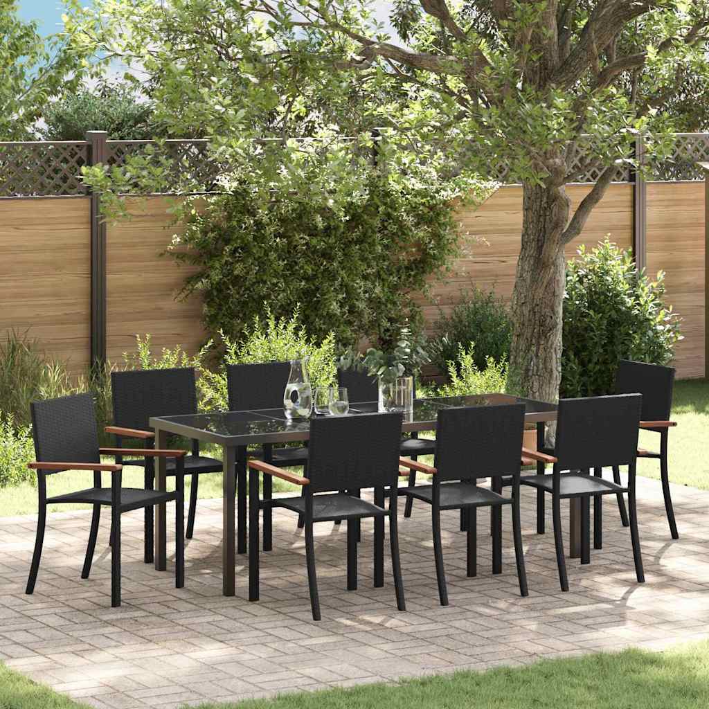 Tuin eettafelset 9 pcs Zwart Gepoedercoat staal – afbeelding 1
