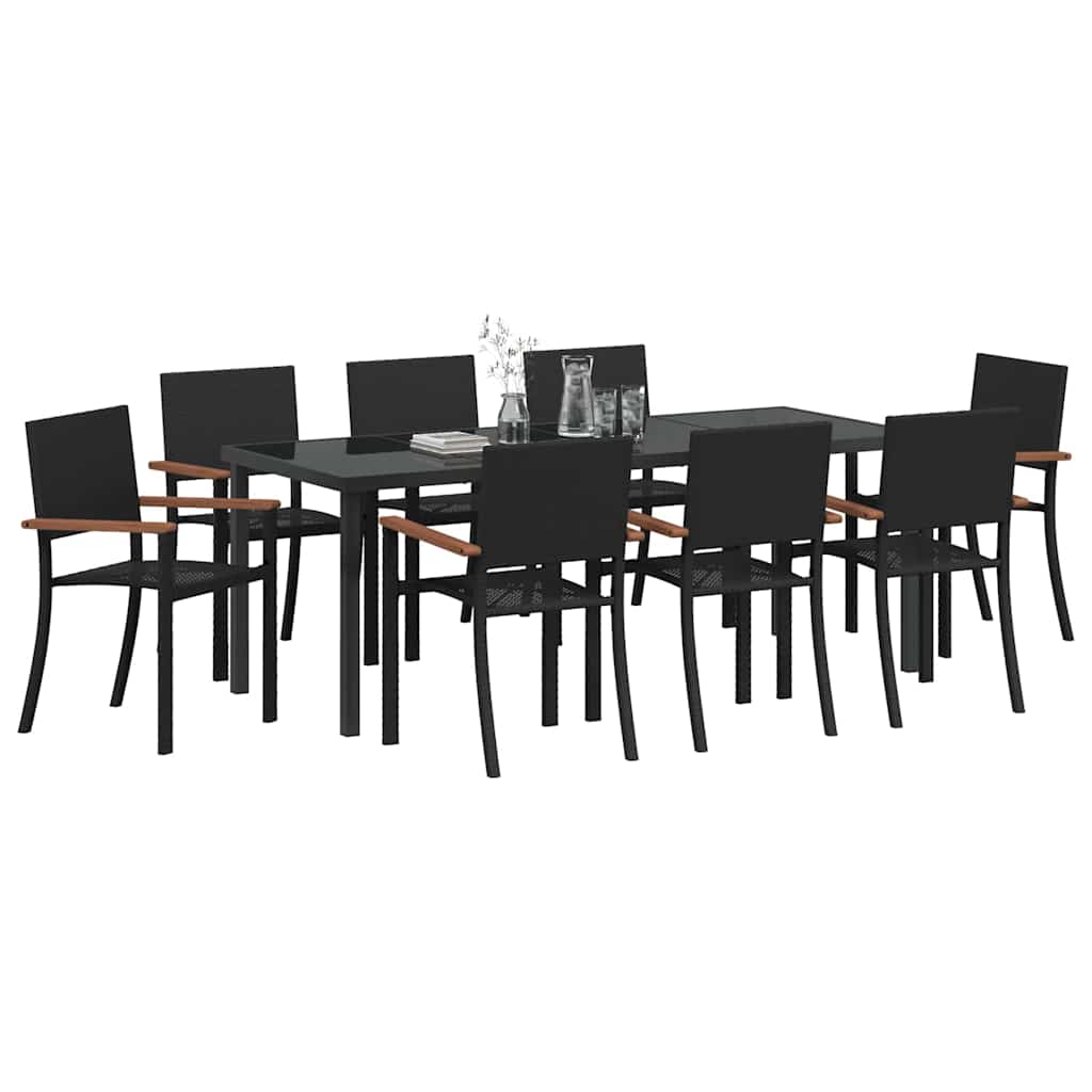 Tuin eettafelset 9 pcs Zwart Gepoedercoat staal – afbeelding 3
