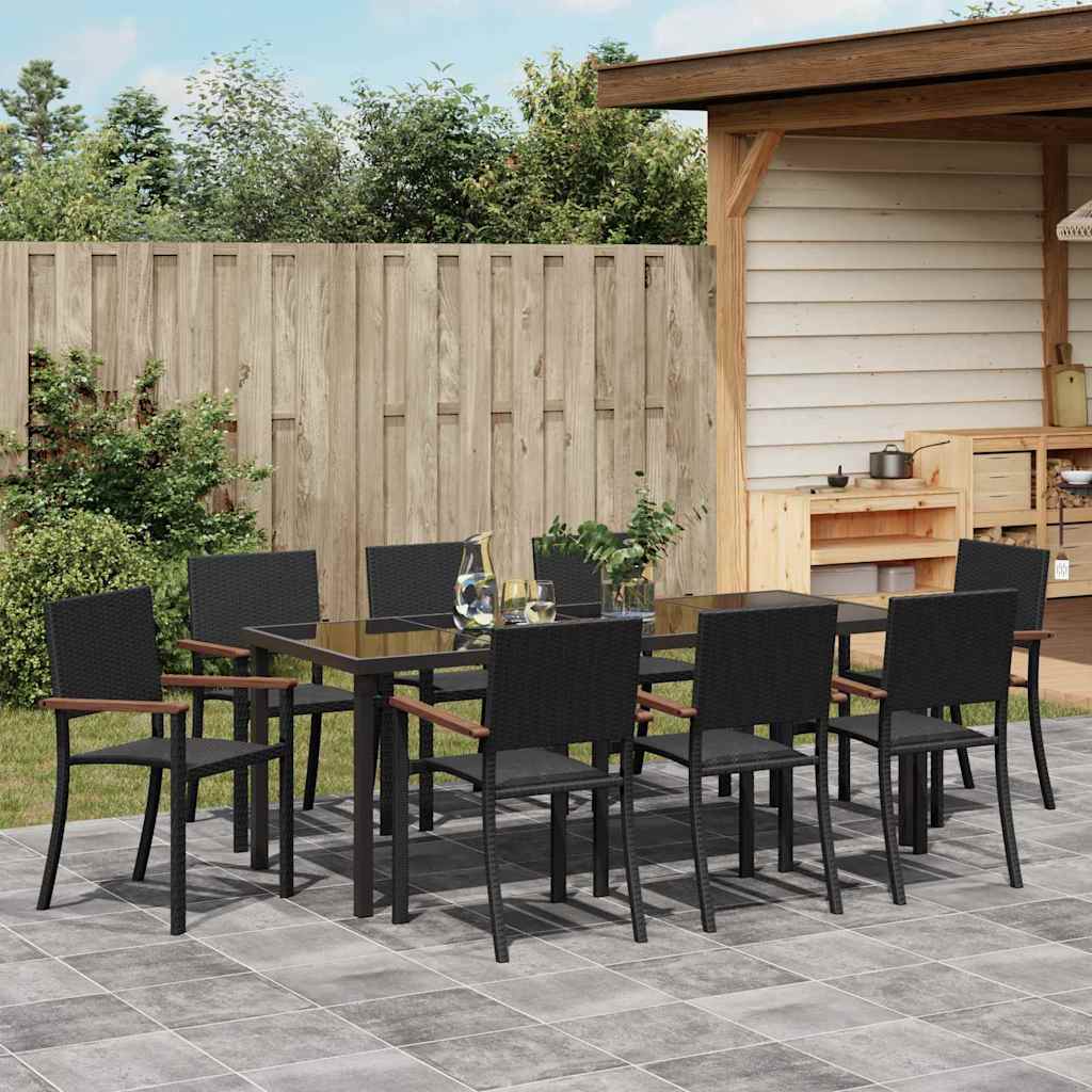 Tuin eettafelset 9 pcs Zwart Gepoedercoat staal – afbeelding 4