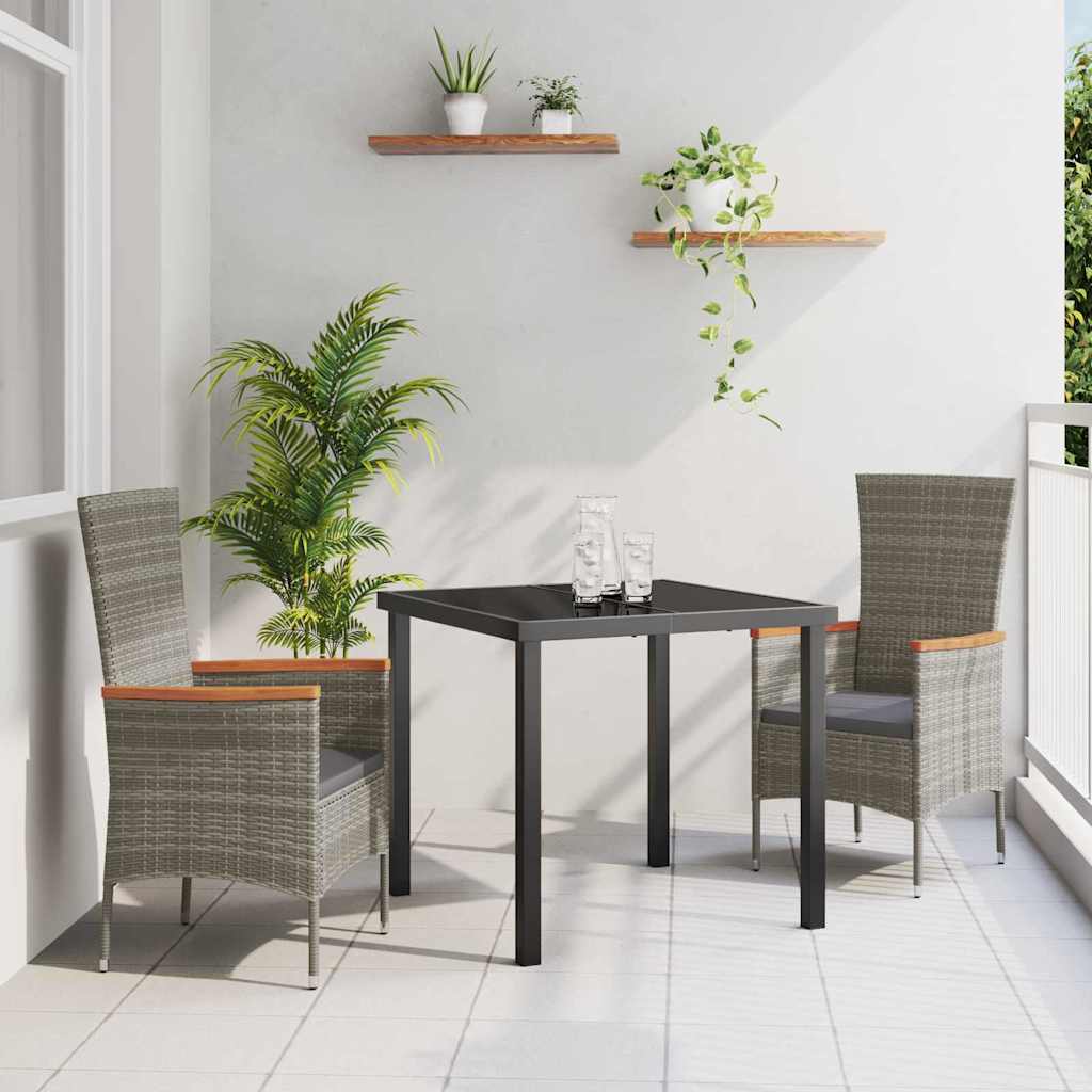 Tuin eettafelset met kussen 3 pcs Grijs Gepoedercoat staal – afbeelding 1