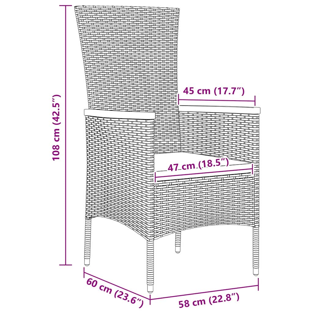 Tuin eettafelset met kussen 3 pcs Grijs Gepoedercoat staal – afbeelding 10
