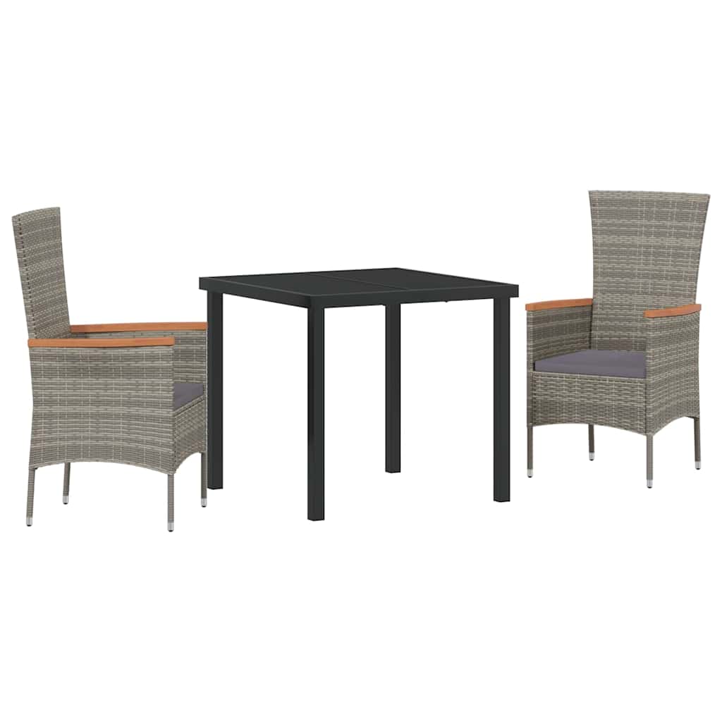 Tuin eettafelset met kussen 3 pcs Grijs Gepoedercoat staal – afbeelding 2