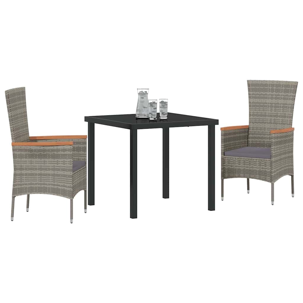 Tuin eettafelset met kussen 3 pcs Grijs Gepoedercoat staal – afbeelding 3