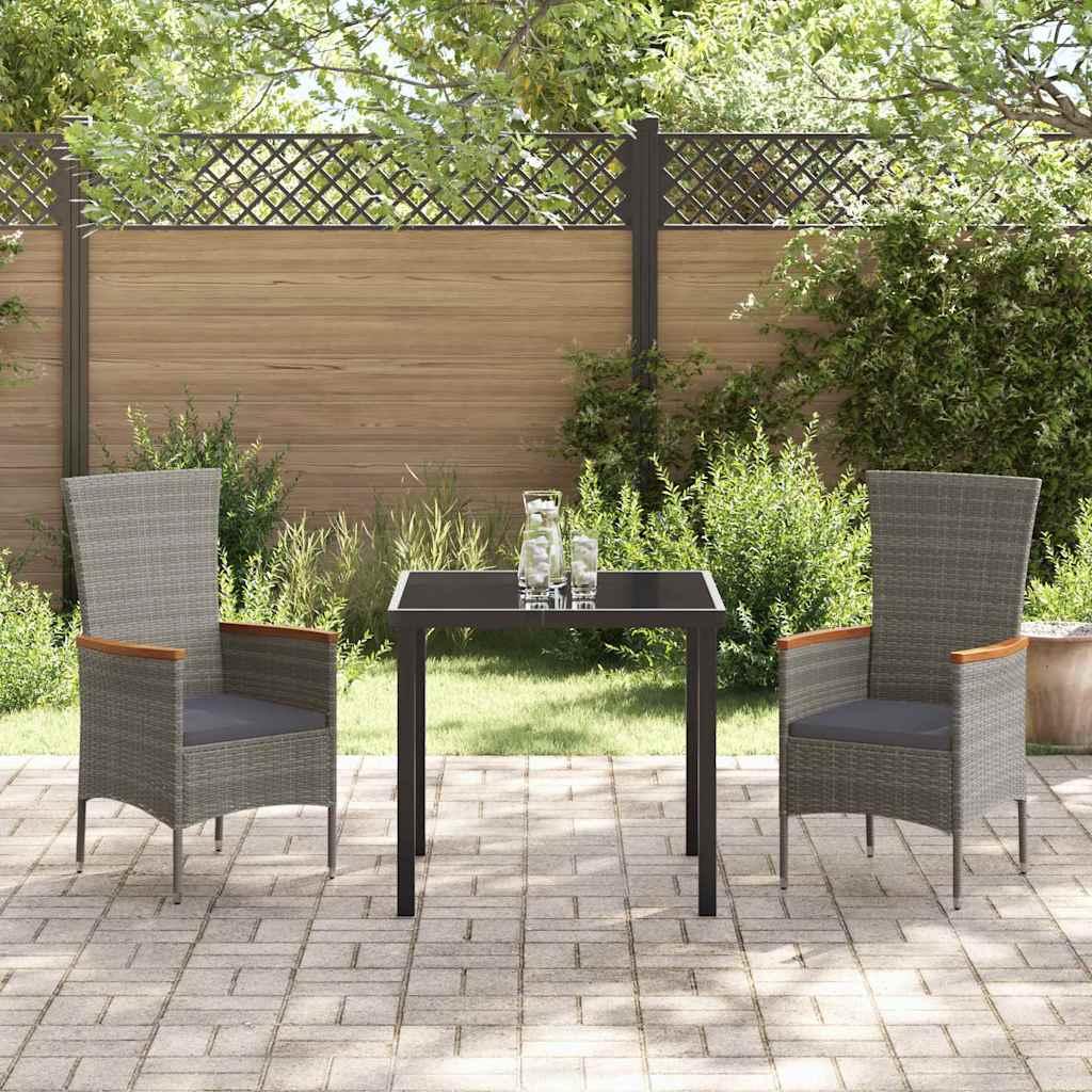 Tuin eettafelset met kussen 3 pcs Grijs Gepoedercoat staal – afbeelding 4