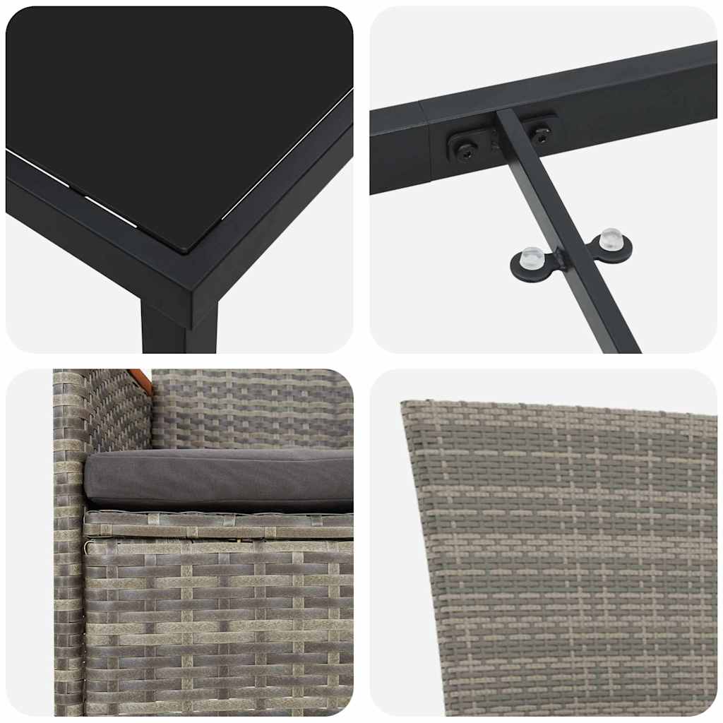 Tuin eettafelset met kussen 3 pcs Grijs Gepoedercoat staal – afbeelding 9