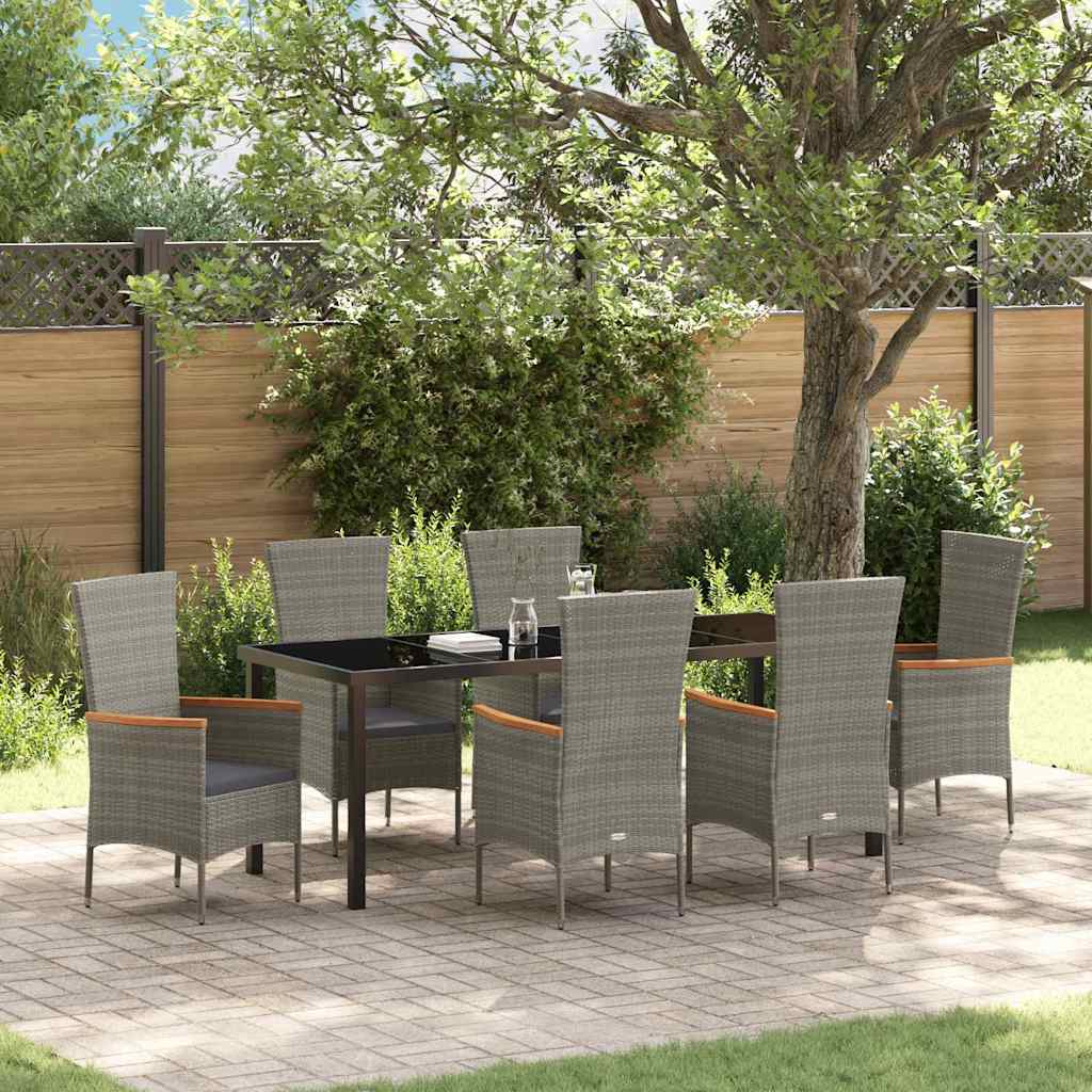 Tuin eettafelset met kussen 7 pcs Grijs Gepoedercoat staal – afbeelding 1