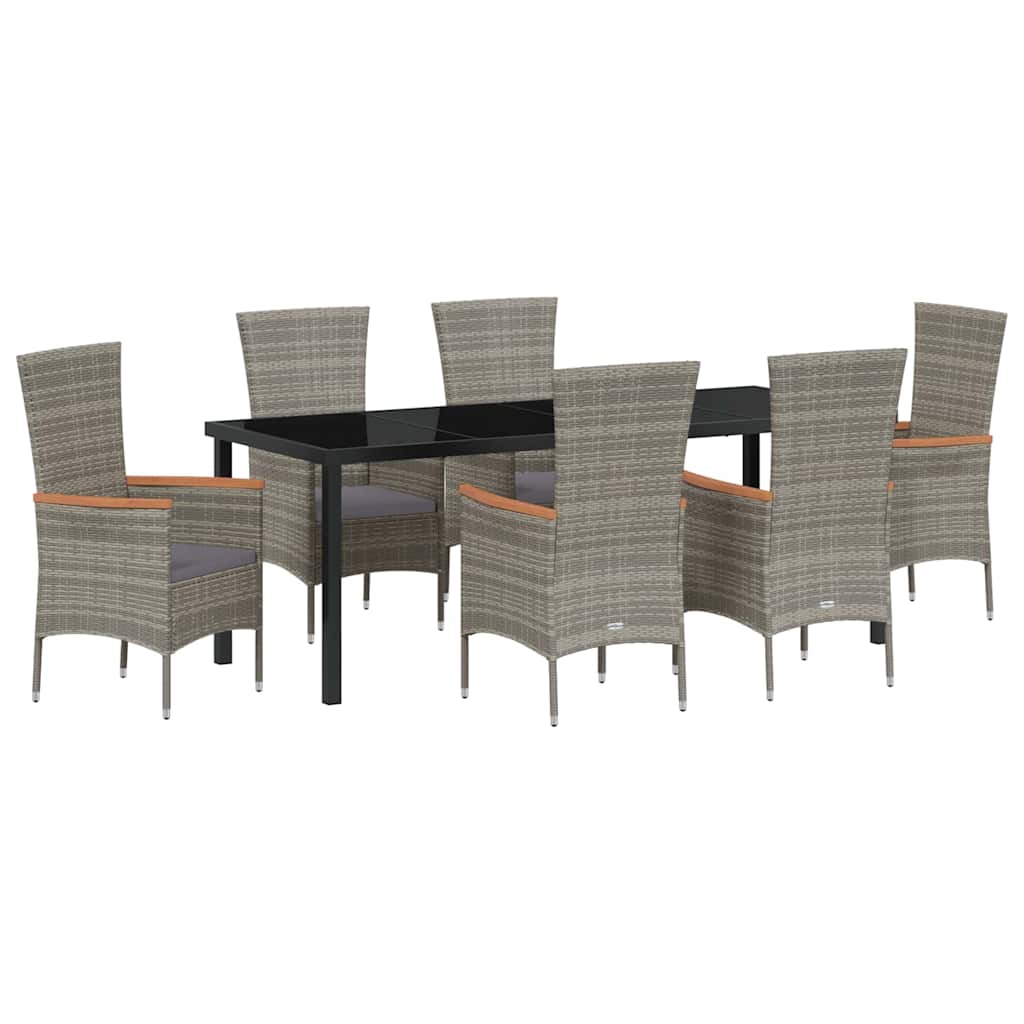 Tuin eettafelset met kussen 7 pcs Grijs Gepoedercoat staal – afbeelding 2