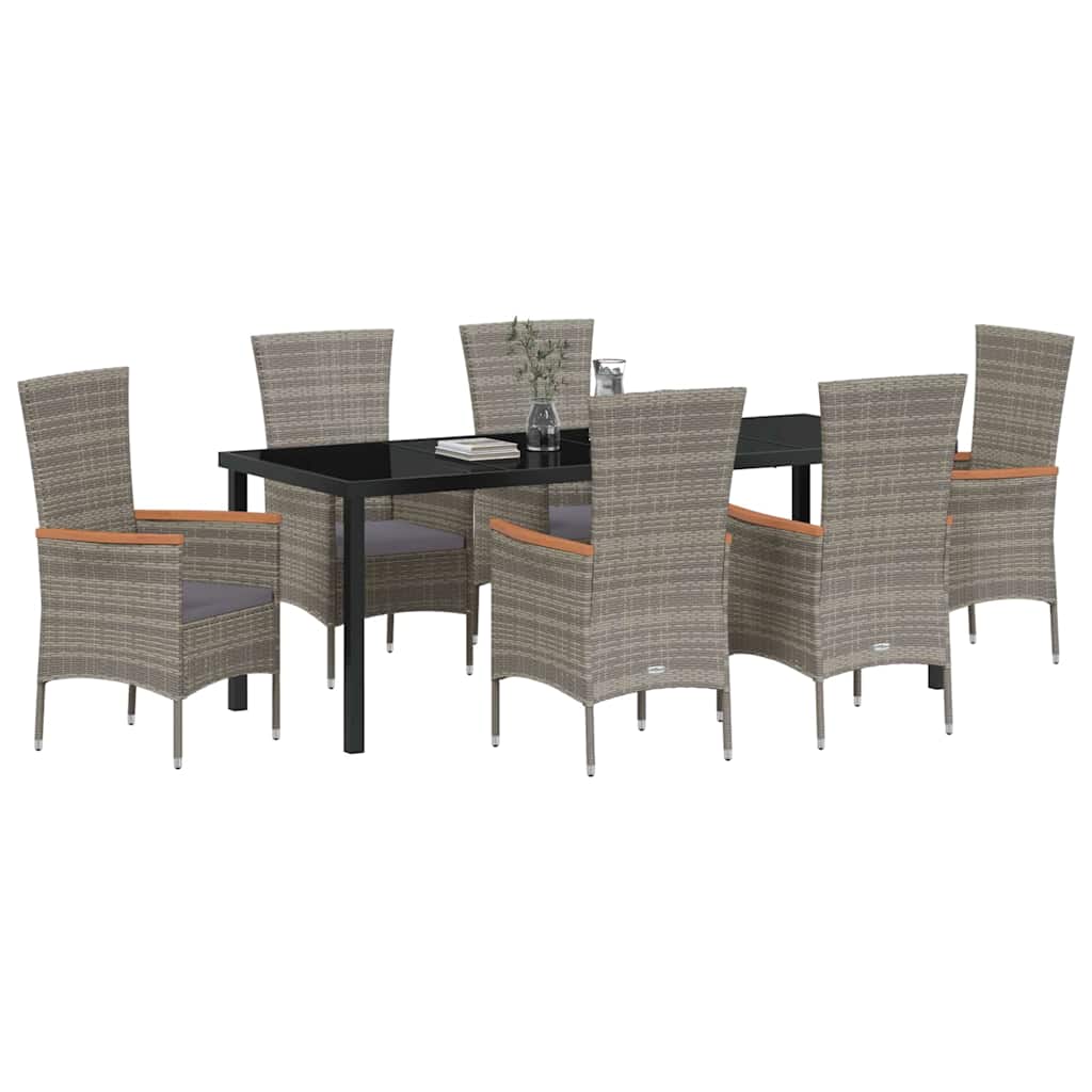 Tuin eettafelset met kussen 7 pcs Grijs Gepoedercoat staal – afbeelding 3