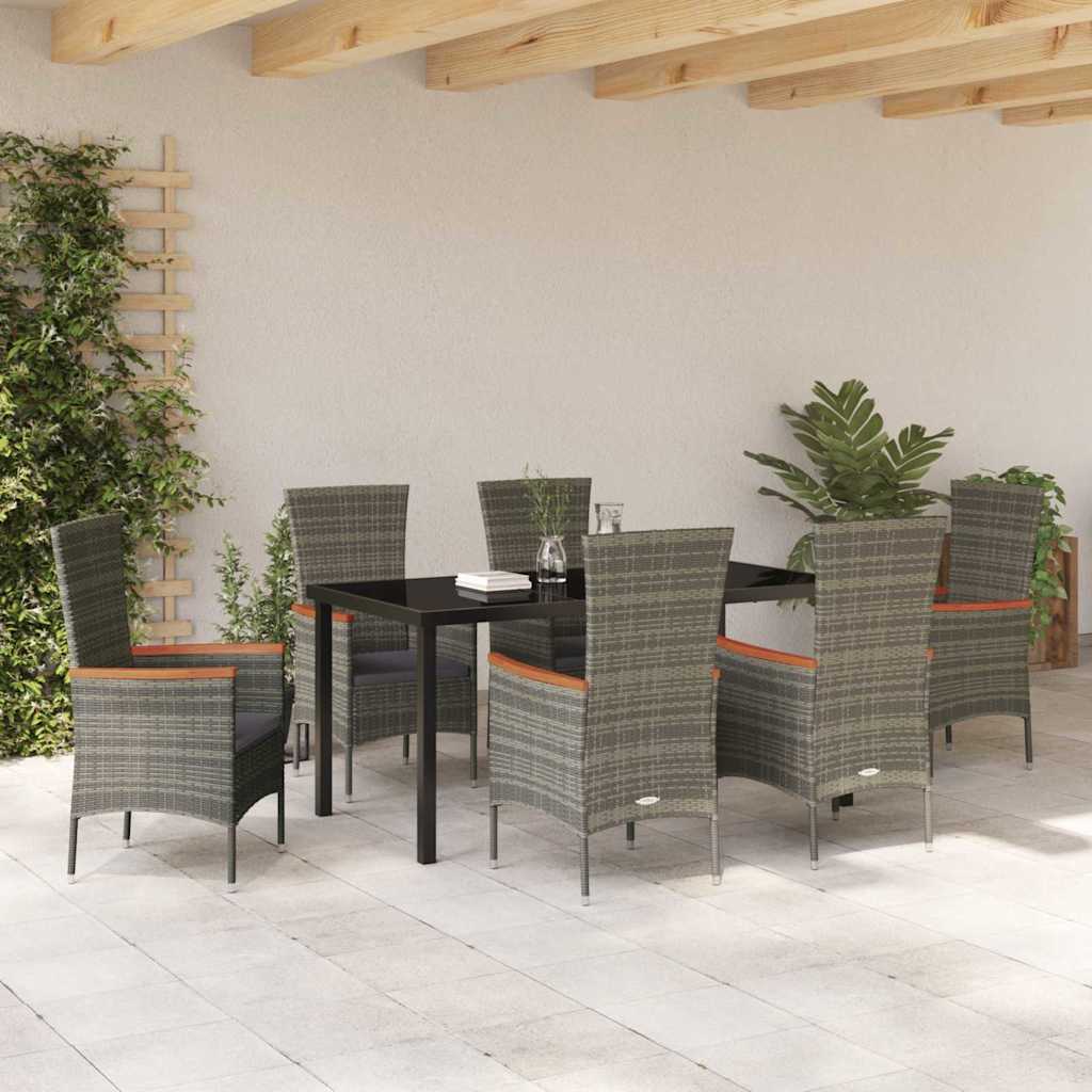 Tuin eettafelset met kussen 7 pcs Grijs Gepoedercoat staal – afbeelding 4