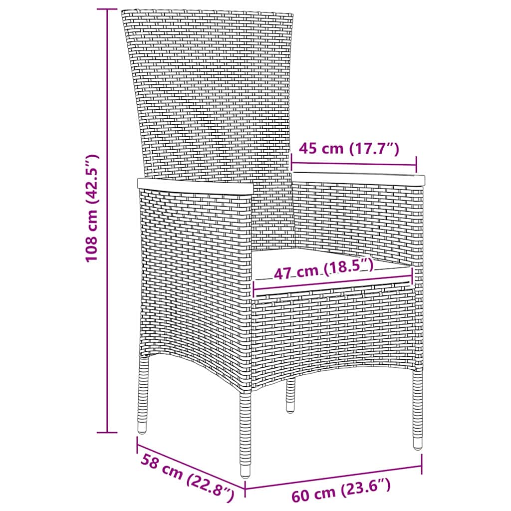 Tuin eettafelset met kussen 9 pcs Grijs Gepoedercoat staal – afbeelding 10