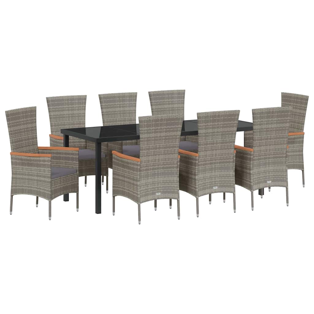 Tuin eettafelset met kussen 9 pcs Grijs Gepoedercoat staal – afbeelding 2