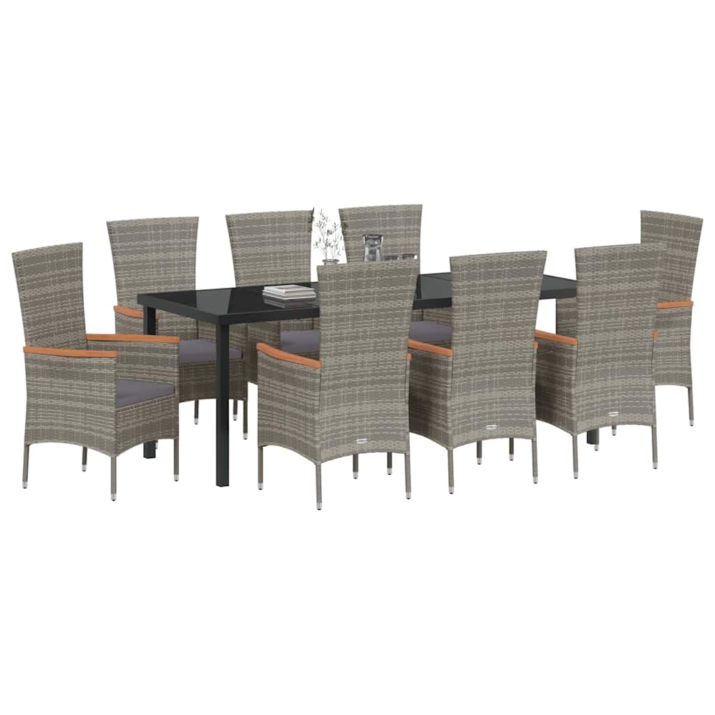 Tuin eettafelset met kussen 9 pcs Grijs Gepoedercoat staal – afbeelding 3