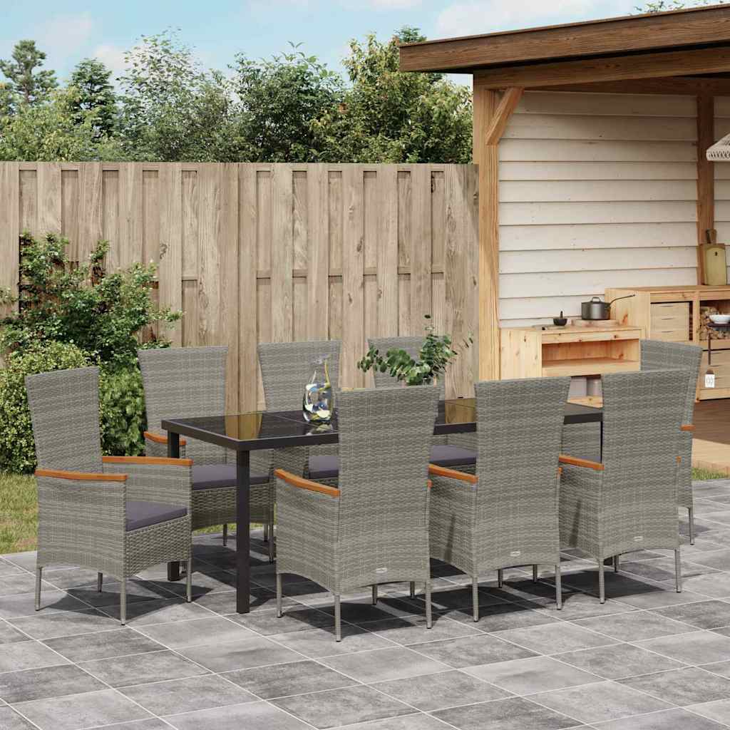 Tuin eettafelset met kussen 9 pcs Grijs Gepoedercoat staal – afbeelding 4