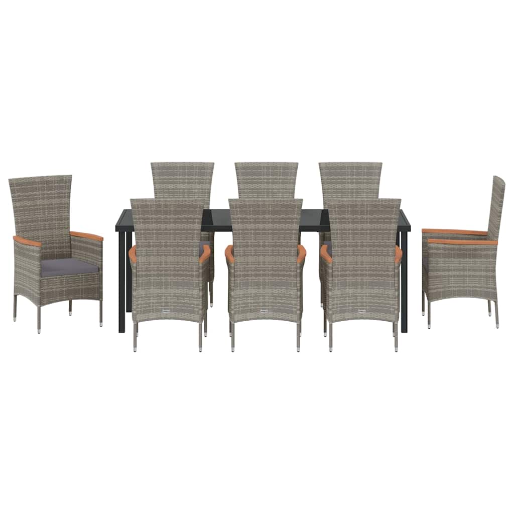 Tuin eettafelset met kussen 9 pcs Grijs Gepoedercoat staal – afbeelding 7