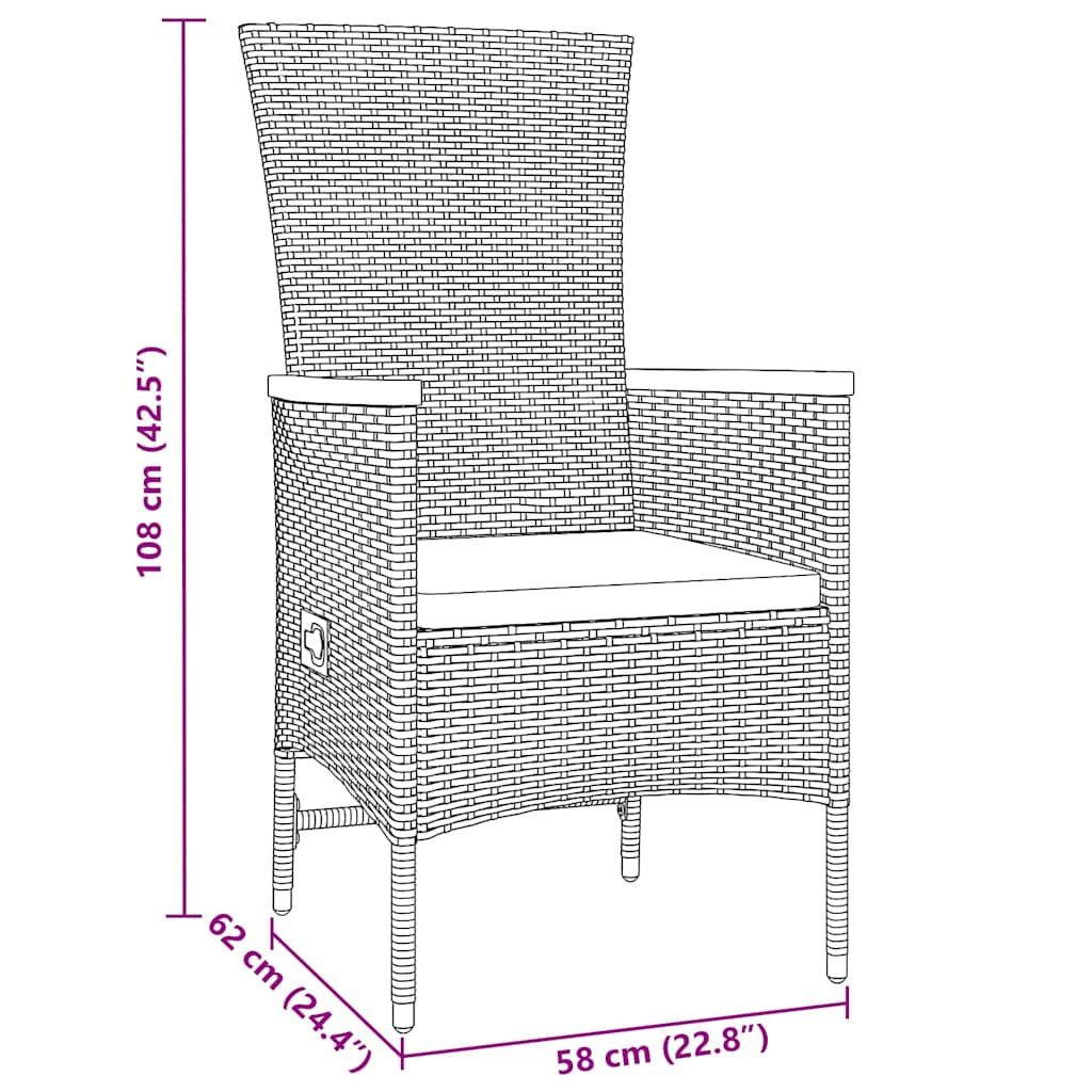 Tuin eettafelset met kussen 3 pcs Grijs Gepoedercoat staal – afbeelding 10