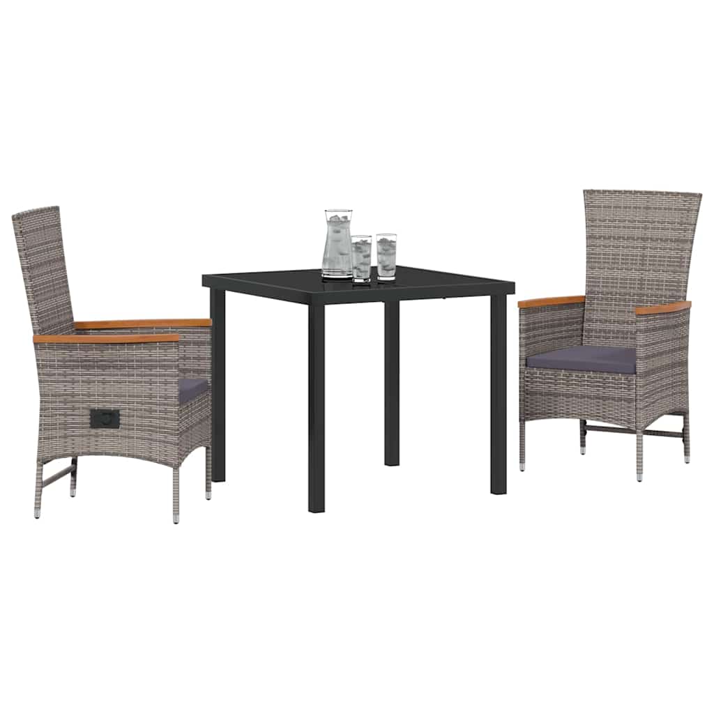 Tuin eettafelset met kussen 3 pcs Grijs Gepoedercoat staal – afbeelding 3