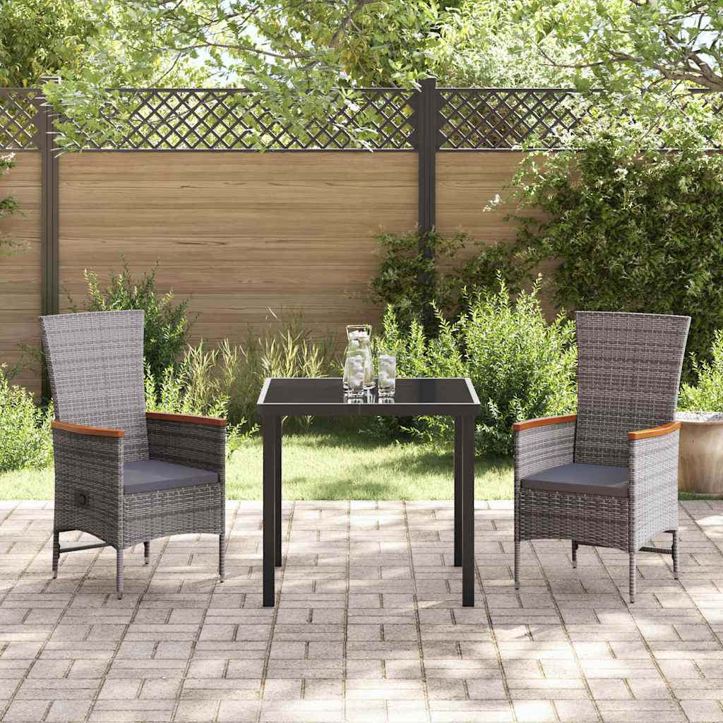 Tuin eettafelset met kussen 3 pcs Grijs Gepoedercoat staal – afbeelding 4