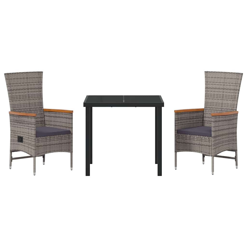 Tuin eettafelset met kussen 3 pcs Grijs Gepoedercoat staal – afbeelding 7