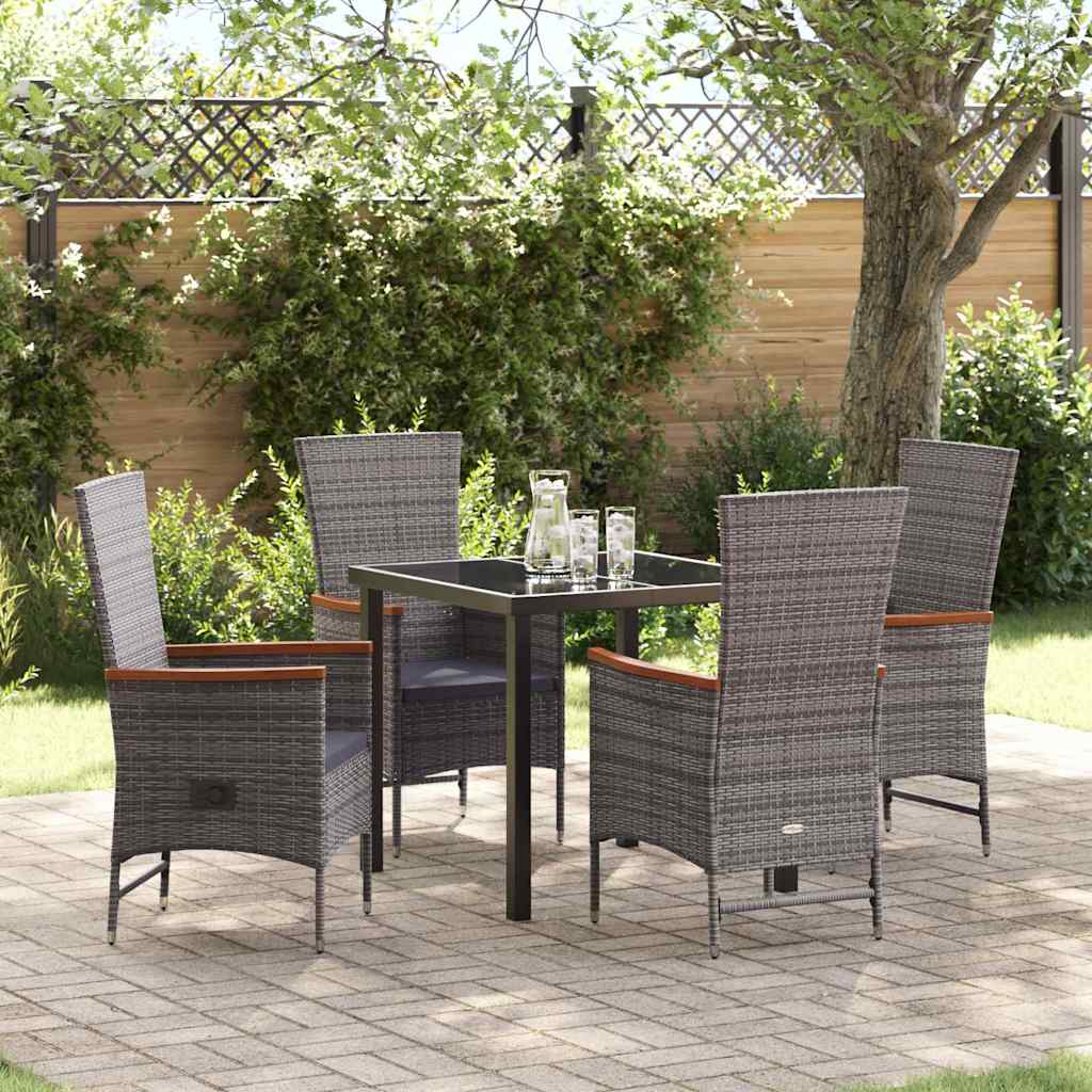 Tuin eettafelset met kussen 5 pcs Grijs Gepoedercoat staal – afbeelding 1