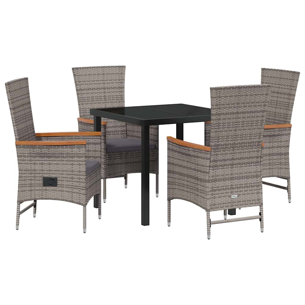 Tuin eettafelset met kussen 5 pcs Grijs Gepoedercoat staal – afbeelding 2