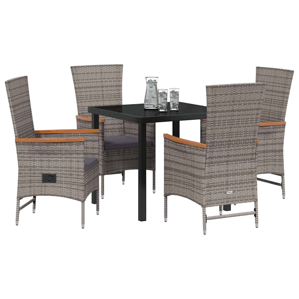Tuin eettafelset met kussen 5 pcs Grijs Gepoedercoat staal – afbeelding 3