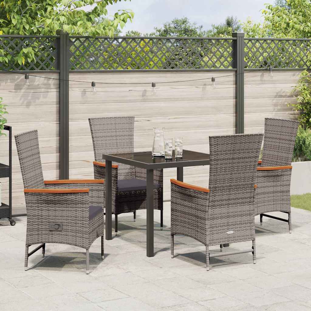 Tuin eettafelset met kussen 5 pcs Grijs Gepoedercoat staal – afbeelding 4
