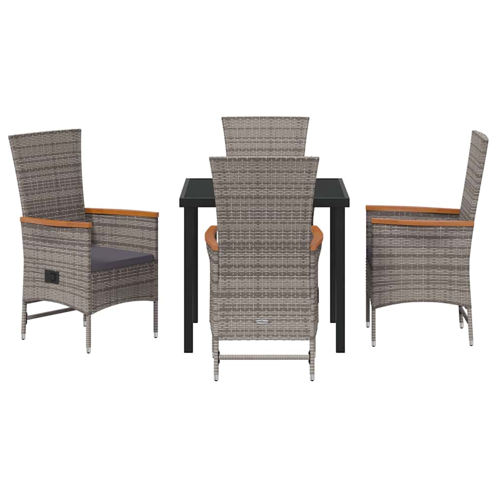 Tuin eettafelset met kussen 5 pcs Grijs Gepoedercoat staal – afbeelding 7