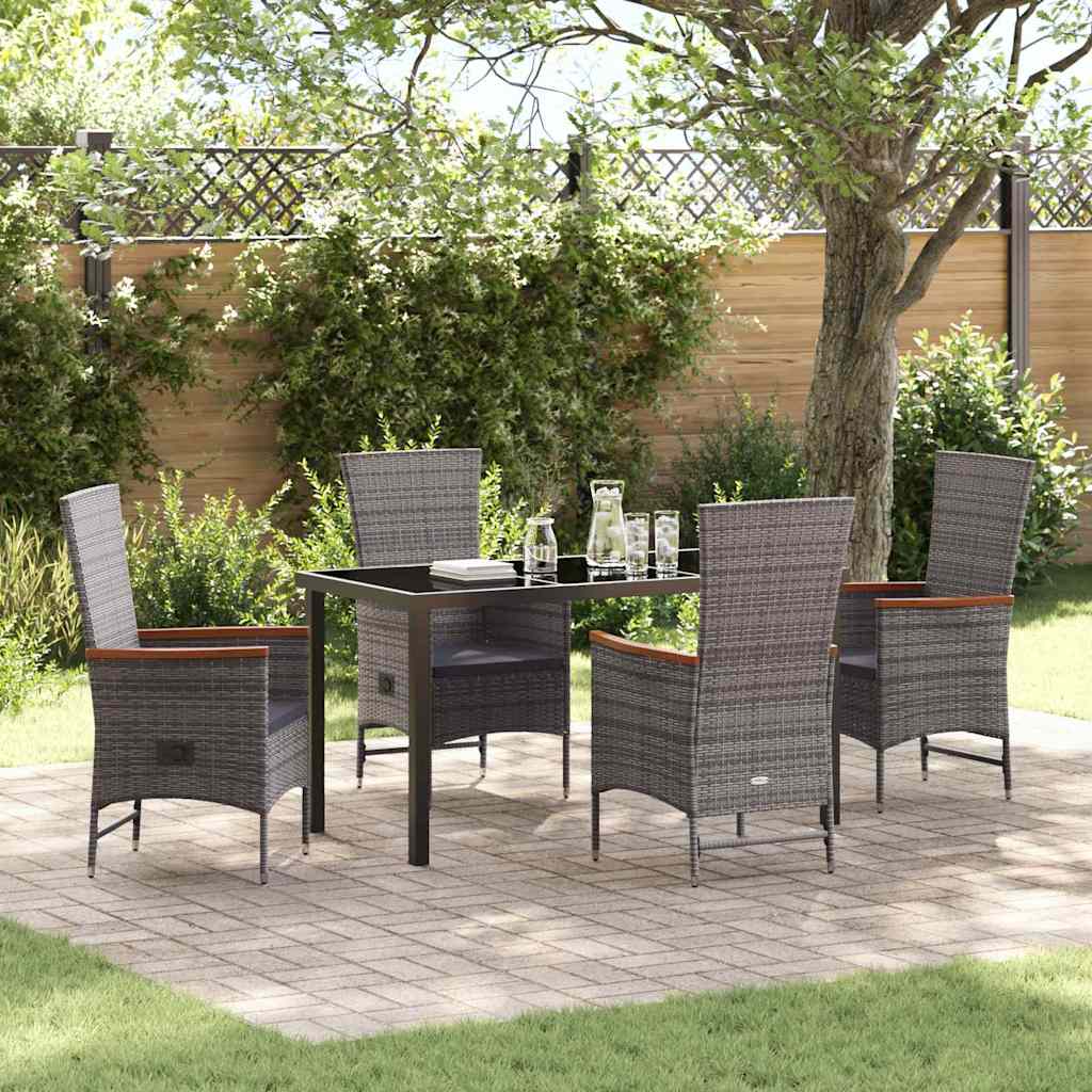 Tuin eettafelset met kussen 5 pcs Grijs Gepoedercoat staal – afbeelding 1