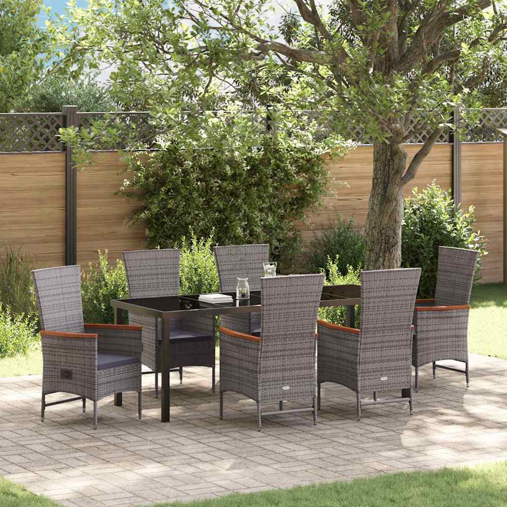 Tuin eettafelset met kussen 7 pcs Grijs Gepoedercoat staal – afbeelding 1