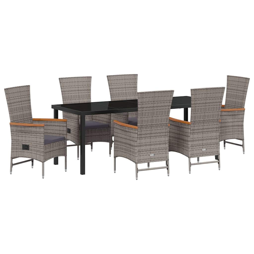 Tuin eettafelset met kussen 7 pcs Grijs Gepoedercoat staal – afbeelding 2