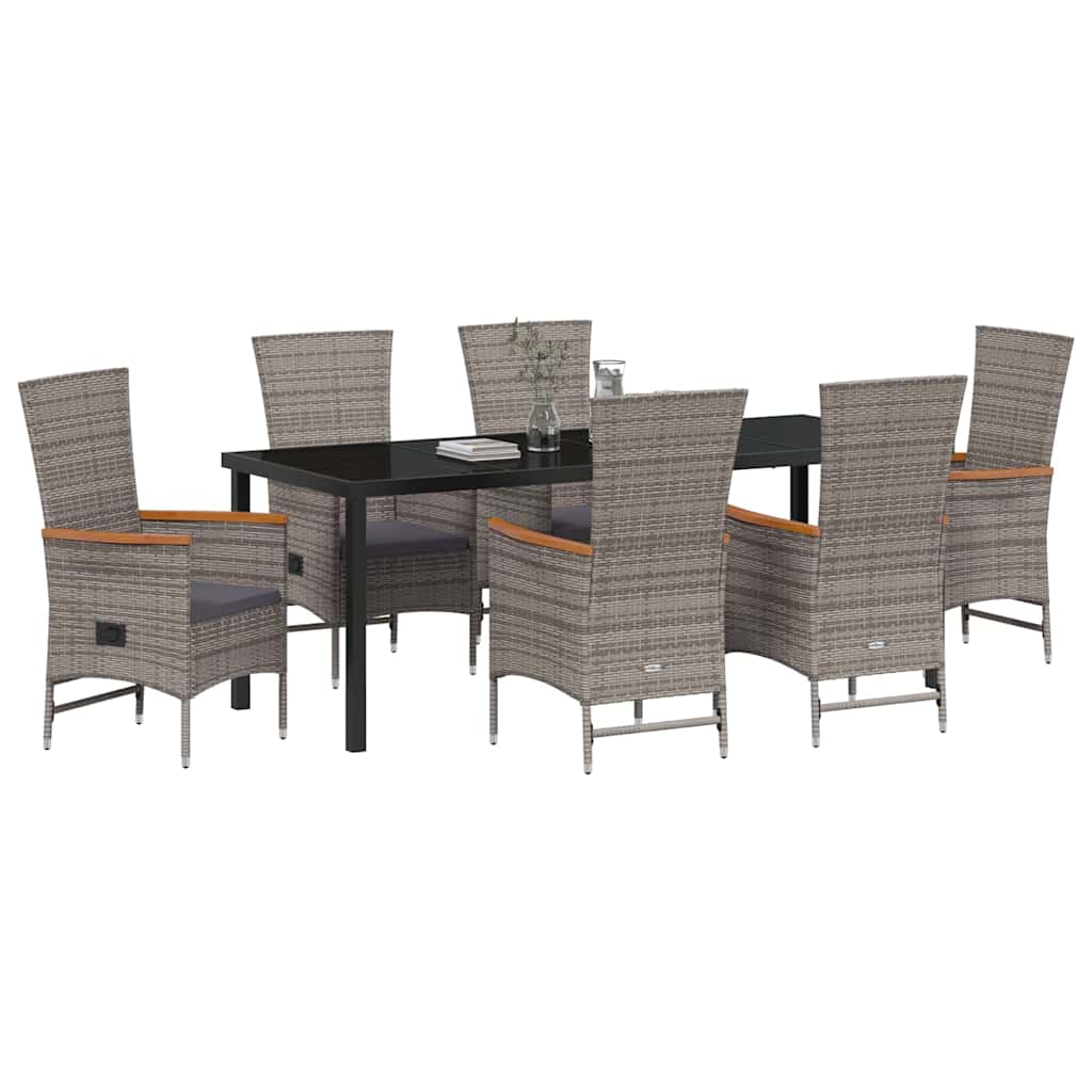 Tuin eettafelset met kussen 7 pcs Grijs Gepoedercoat staal – afbeelding 3