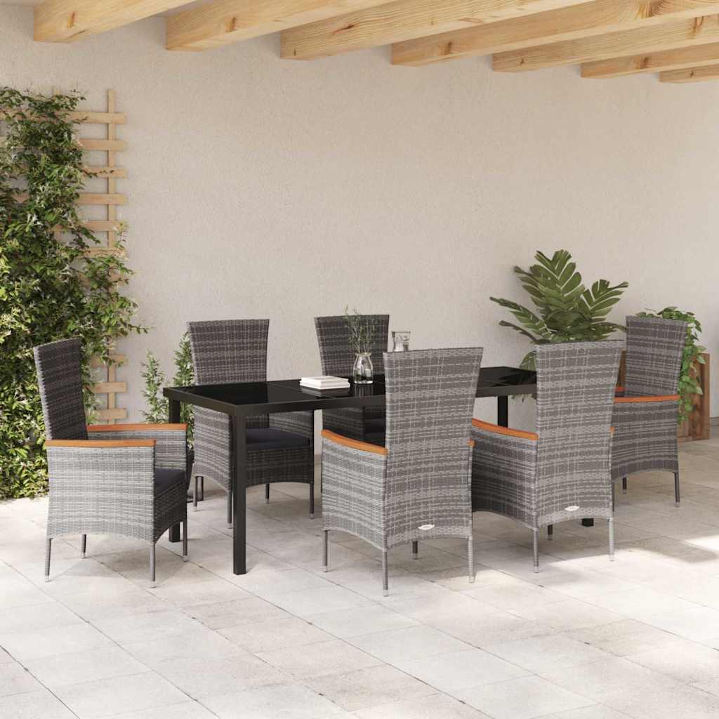 Tuin eettafelset met kussen 7 pcs Grijs Gepoedercoat staal – afbeelding 4