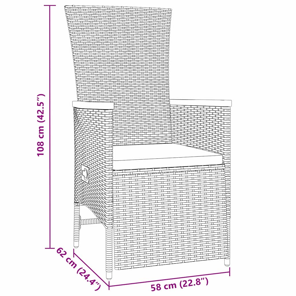 Tuin eettafelset met kussen 5 pcs Grijs poly rattan – afbeelding 10