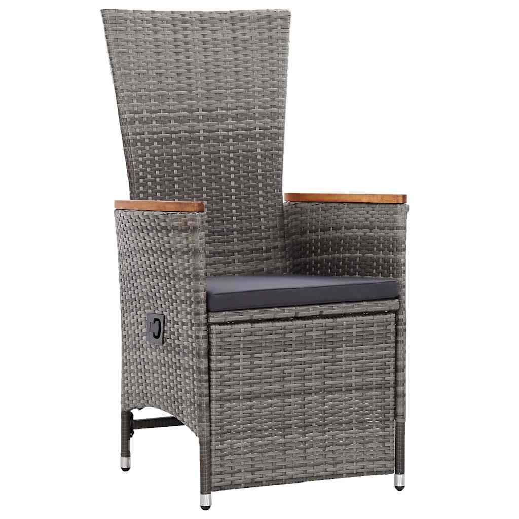 Tuin eettafelset met kussen 9 pcs Grijs poly rattan – afbeelding 6