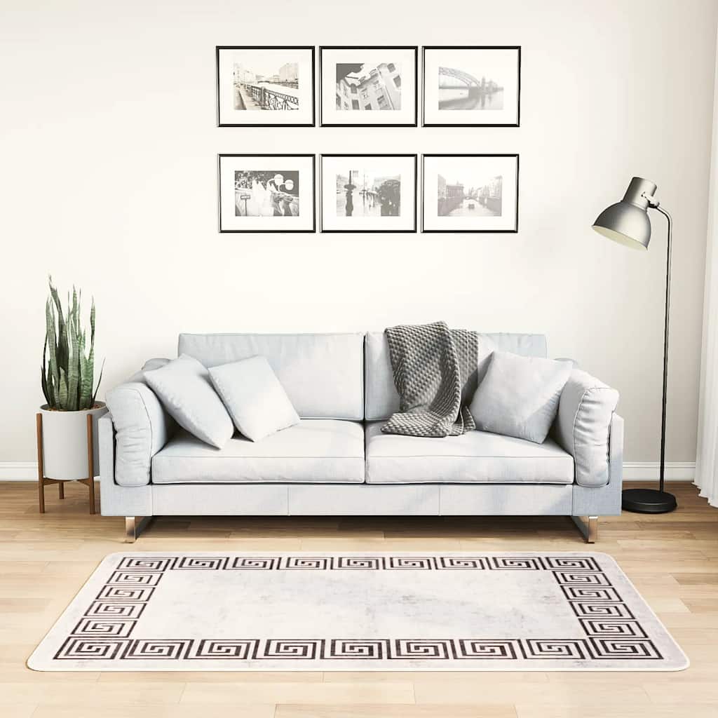 Vloerkleed wasbaar 80x150 cm lichtbeige