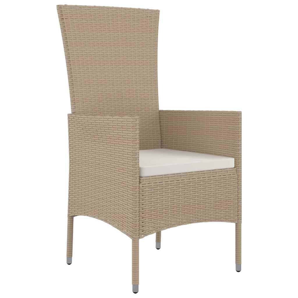Tuin eettafelset met kussen 9 pcs Beige poly rattan – afbeelding 6